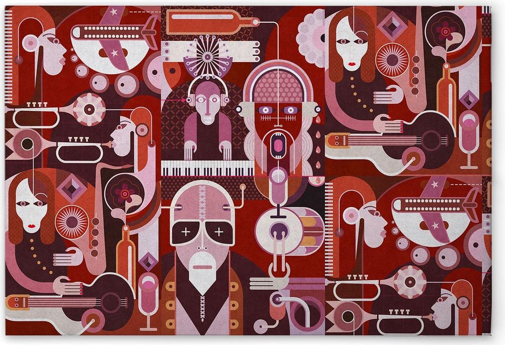 TADESSI Leinwandbild Pop Art Abstrakt - Wandbild 120 x 80 cm - Kunstdruck auf Leinwand in Rot Rosa - M1-No.50940