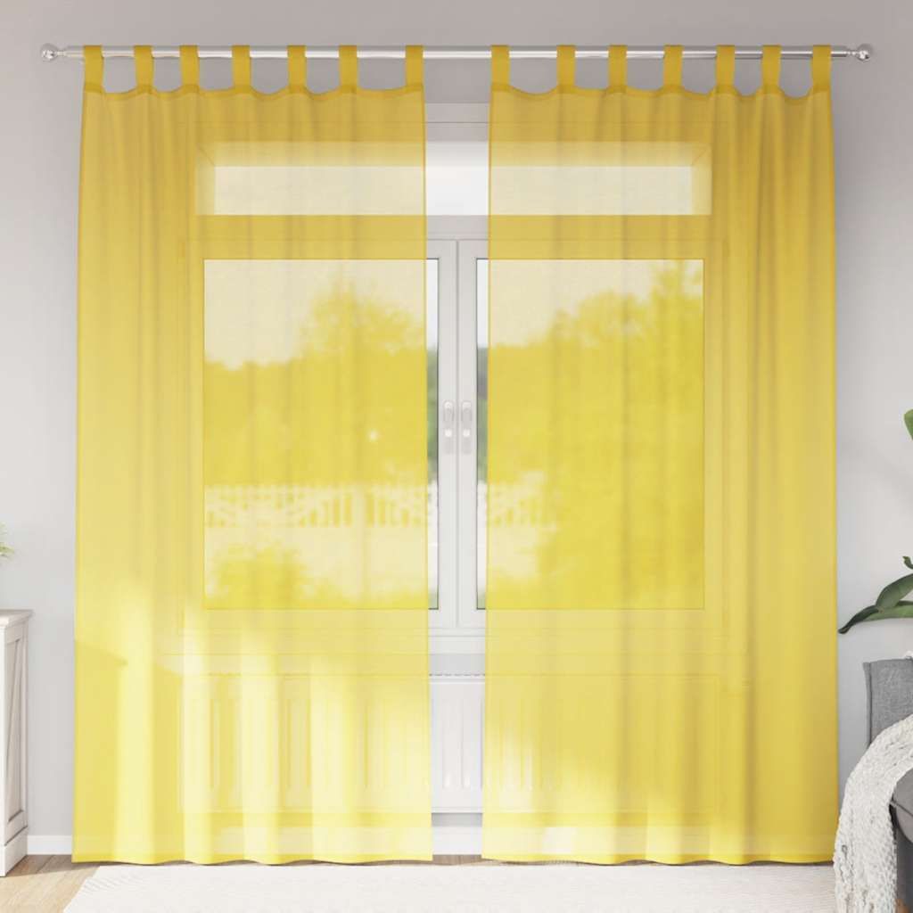 "SPRING SALE"Voile Vorhänge mit Stangentaschen 2er set - Wohnzimmer - Schlichtes & einfarbiges Desgin- Gelb GermanyMöbel 25708 - Gardinen & Vorh...