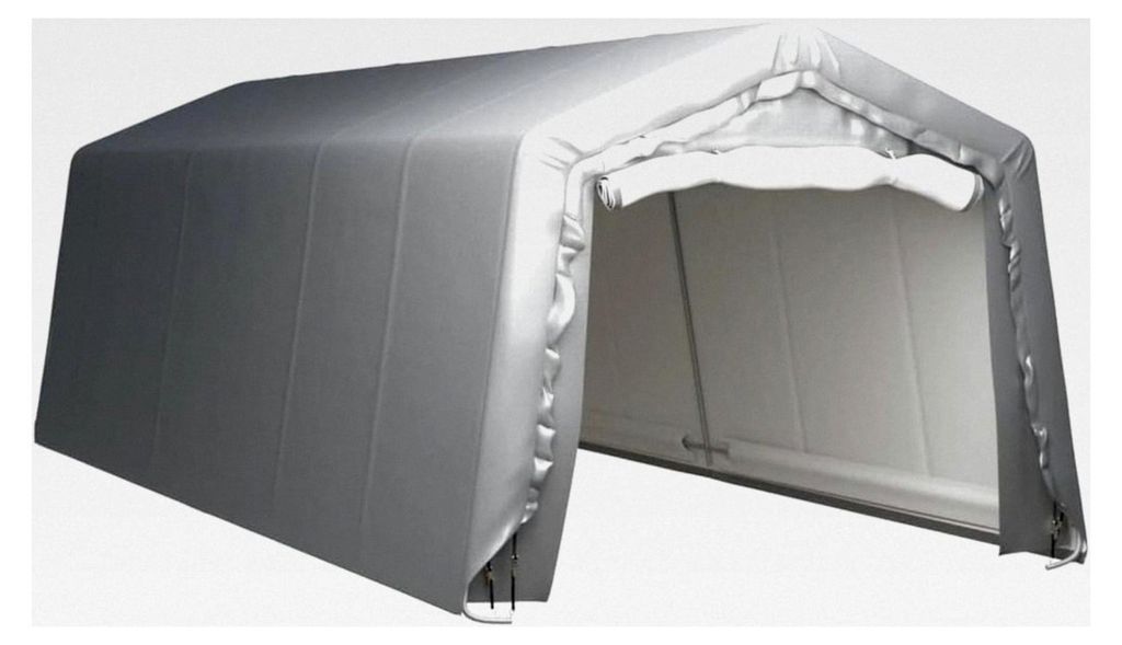 Lagerzelt UV-beständig, Industriezelt, Zelthalle, Weidezelt, Zeltgarage, Foliengarage, Unterstand, Lagerhalle, Stahl Grau (240 x 240 cm)