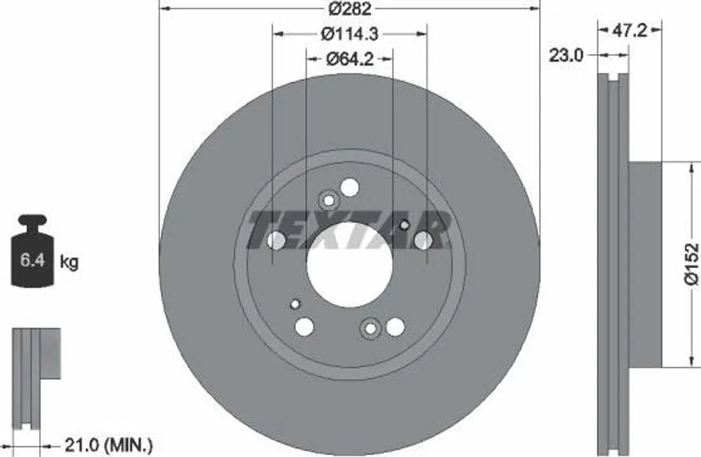 Disque de frein TEXTAR 92144403 pour Honda Civic et FR-V haute qualité