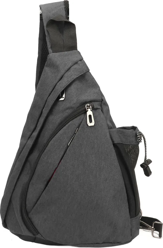 Sacoche sling homme grise multi-poches pour extérieur et voyage actif