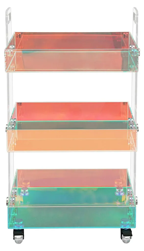 Petite table basse transparente pour gagner de l'espace sur roulettes