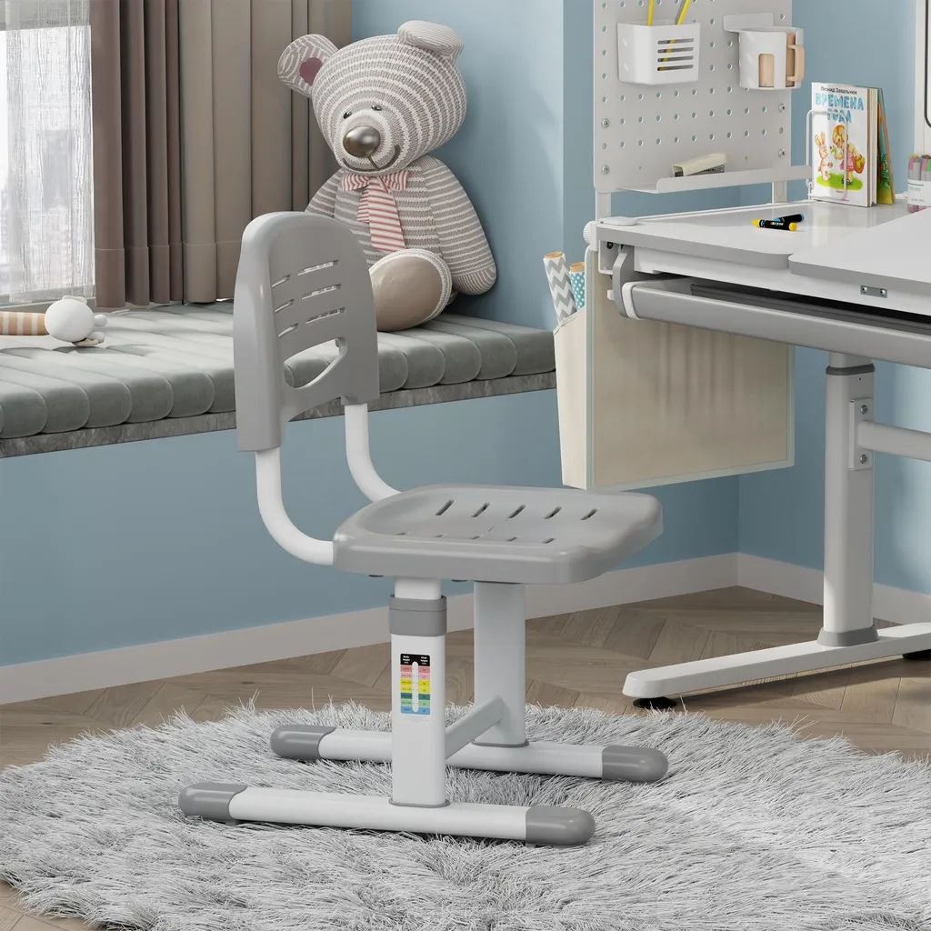 Chaise pour bureau enfant Sauda grise et blanche réglable et robuste