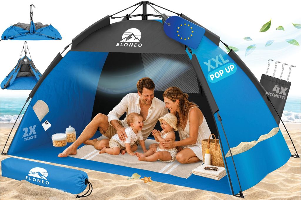Tenda da spiaggia pop-up ELONEO con protezione UV 80+, Immagine del prodotto 