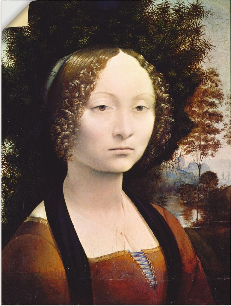 ARTland Wandbild, selbstklebend Bildnis der Ginevra Benci. 1474-79 Größe: 45x60 cm
