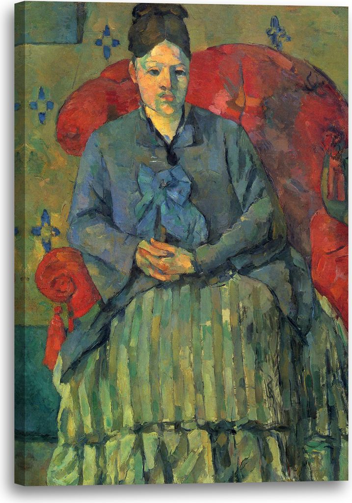 Leinwandbild (60x80cm): Paul Cézanne - Porträt der Mme Cézanne in rotem Lehnstuhl, echter Holz-Keilrahmen inkl. Aufhänger, handgefertigt in Deu...