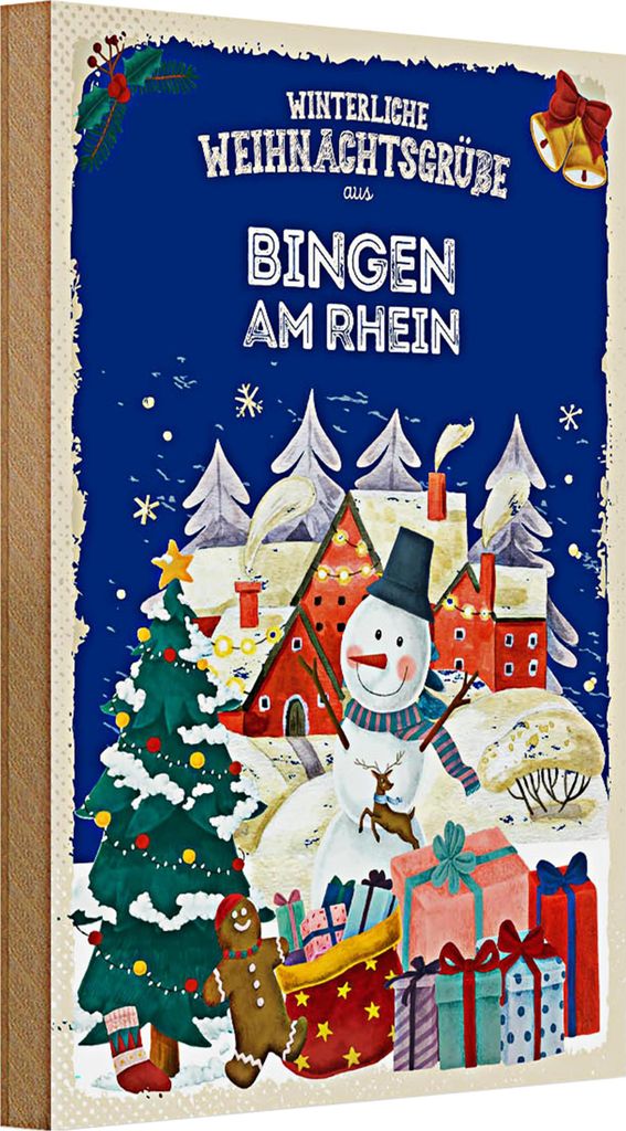 Holzschild Weihnachtsgrüße BINGEN AM RHEIN 20x30cm