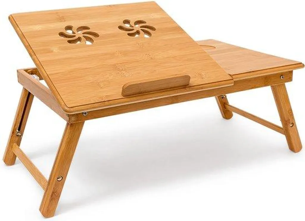 Table pour ordinateur portable en bambou réglable et pliable 72 x 35 cm