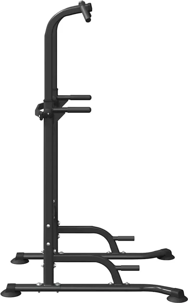 Station de dips robuste Power Tower noire avec barre de traction fixe
