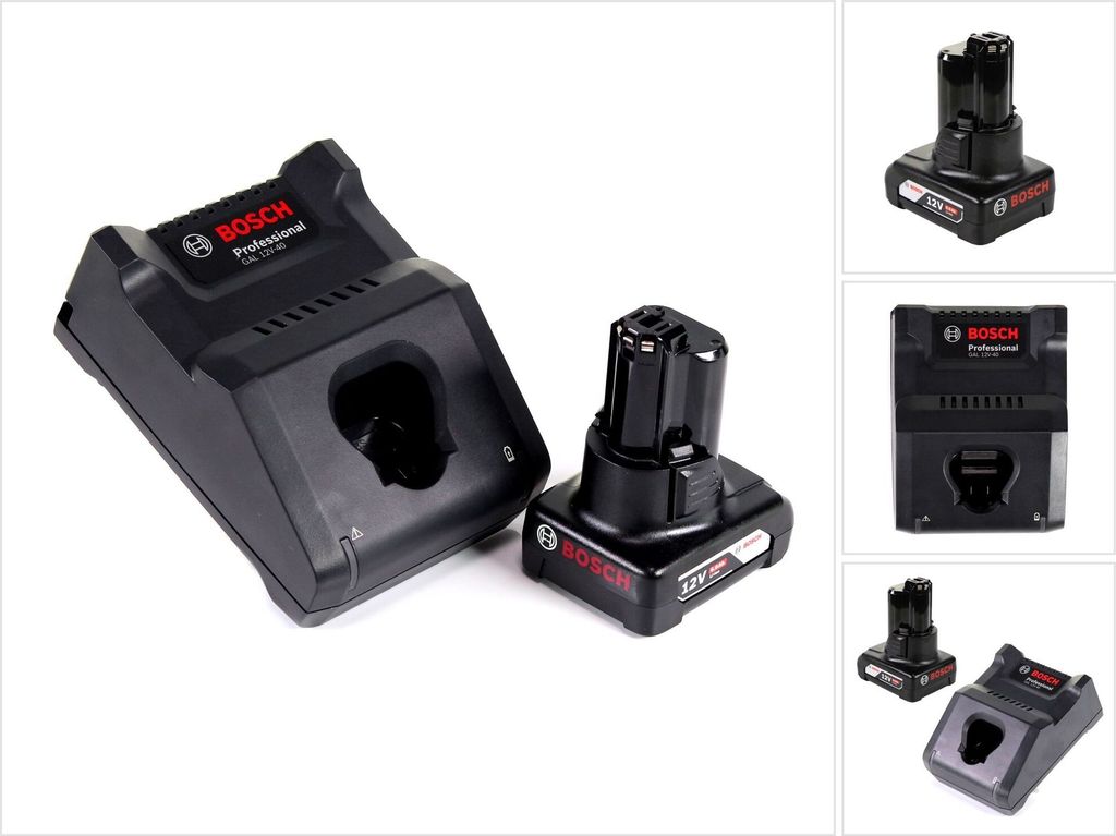 Bosch GAL 12V-40 Professional Schnell Ladegerät für 12V Akkus ( 1600A019R3 ) + 6,0 Ah Akku ( 1600A00X7H )