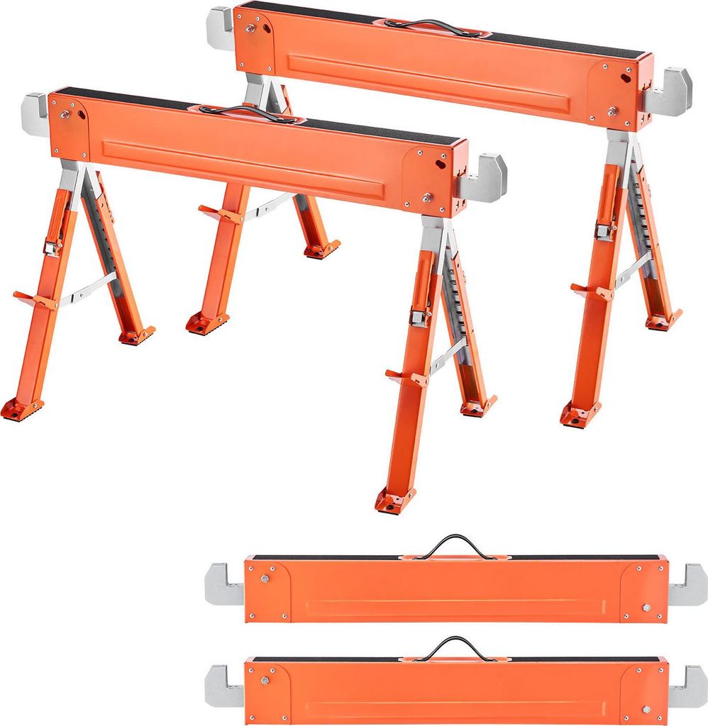 SucceBuy Unterstellbock, 2er-Set Arbeitsböcke, 816,5 kg Tragkraft, klappbare Beine, höhenverstellbar, Sägebock mit rutschfesten Füßen, ideal f...