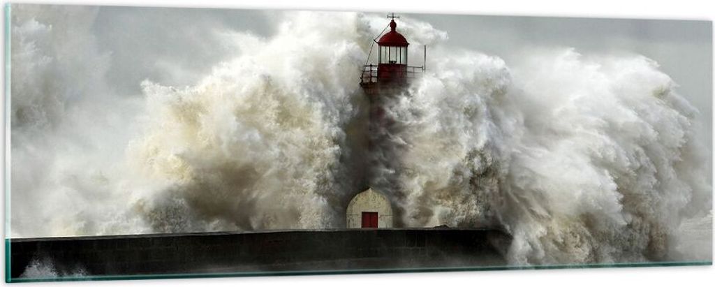 Bilder auf glas - Leuchtturm Ozean Sturm - 90x30cm - Produktbild 