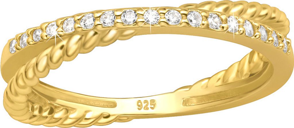 Criss-Cross Ring: Goldener Wickelring aus Silber 925 mit Produktbild 