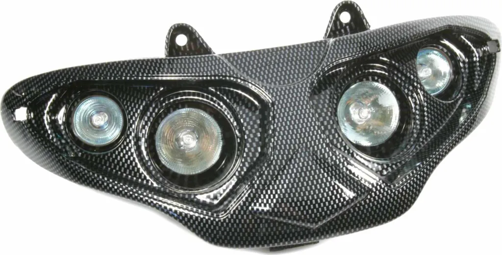 Quattro fanali alogeni effetto carbonio per unilluminazione potente e stilosa