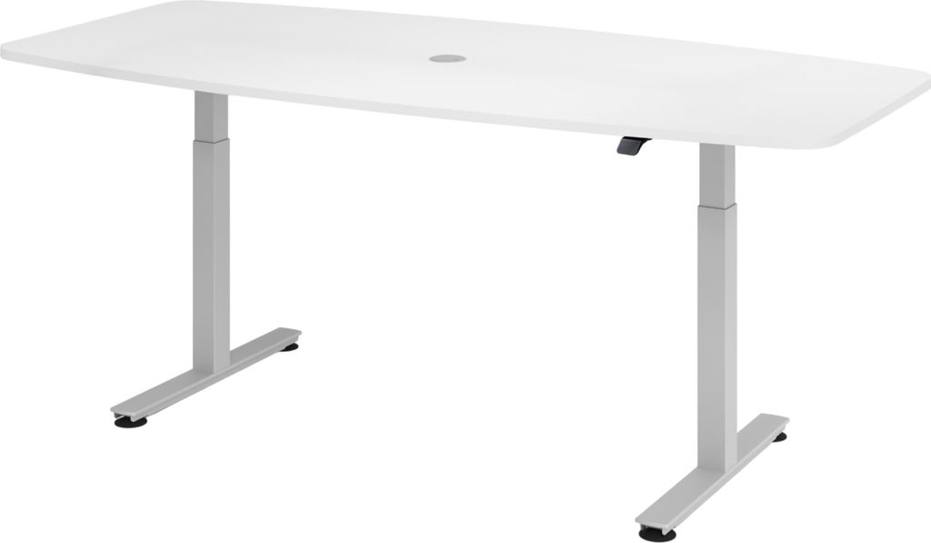 bümö Konferenztisch elektrisch XMST22 - Nachbildung: Weiß, Gestell: Silber