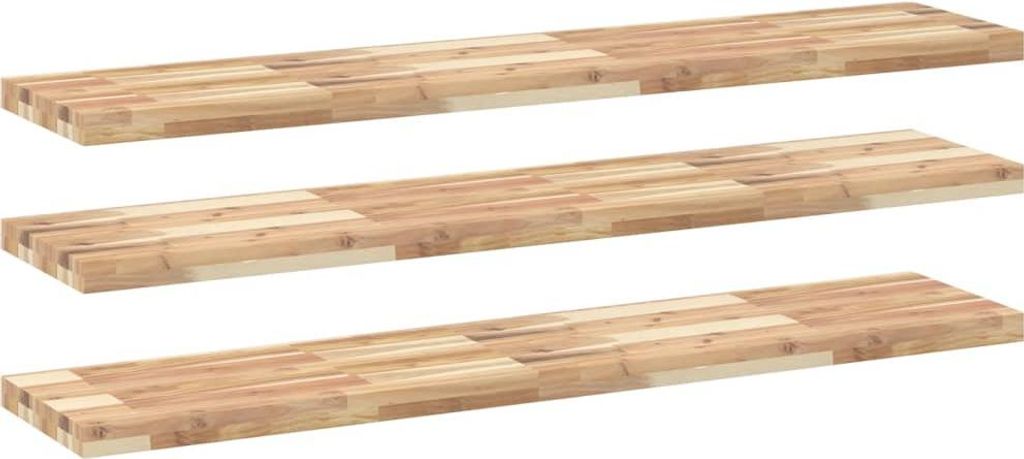 vidaXL Schweberegale 3 Stk. 160x30x4 cm Massivholz Akazie Unbehandelt
