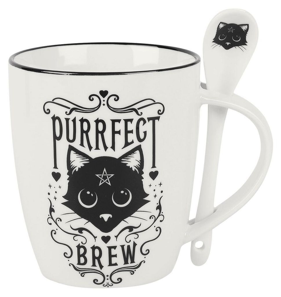 Alchemy England Tasse  Purrfect Brew weiß/schwarz Standard Produktbild 