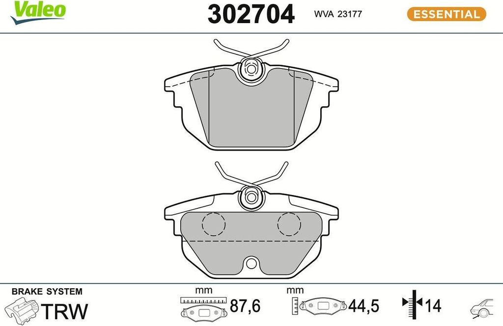 VALEO Bremsbeläge Satz Hinten für FIAT BARCHETTA (183) 302704