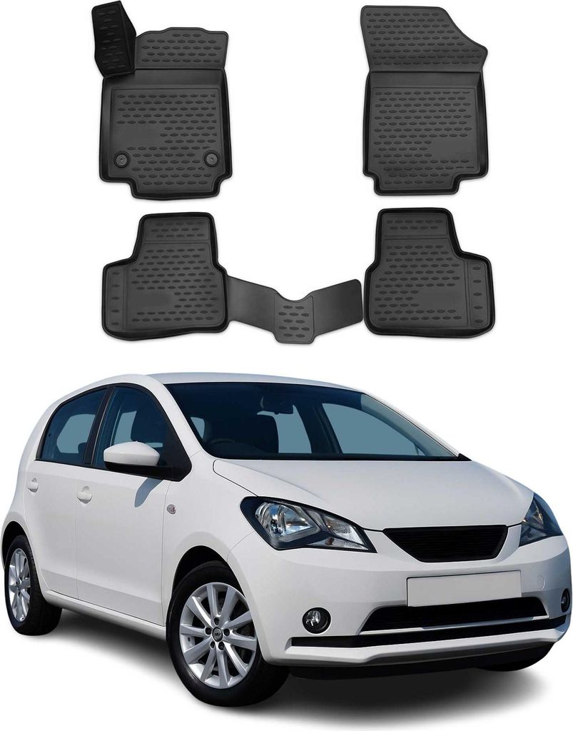 OMAC Gummimatten Fußmatten für Seat Mii 2011-2025 TPE Automatten Schwarz 4x