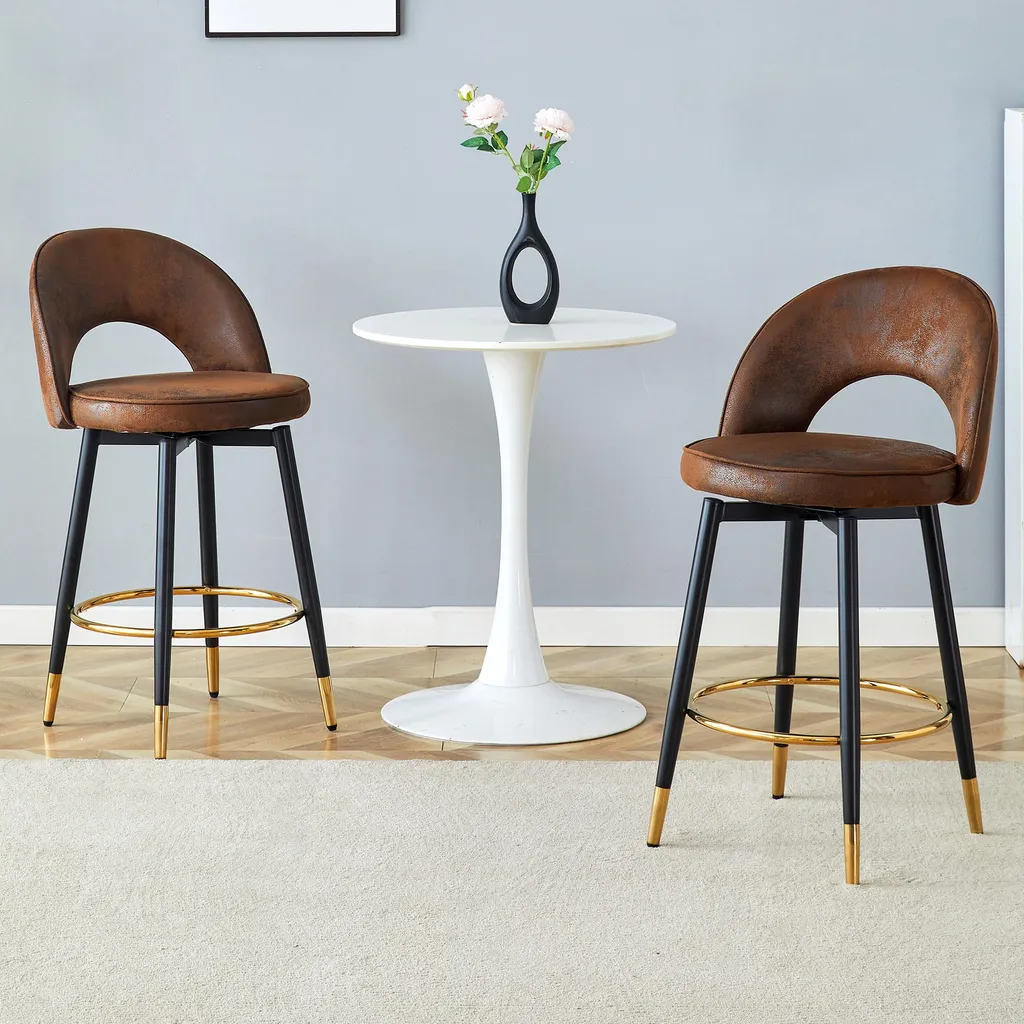 Tabouret de bar pour cuisine et bureau lot de 2 pivotant marron chic