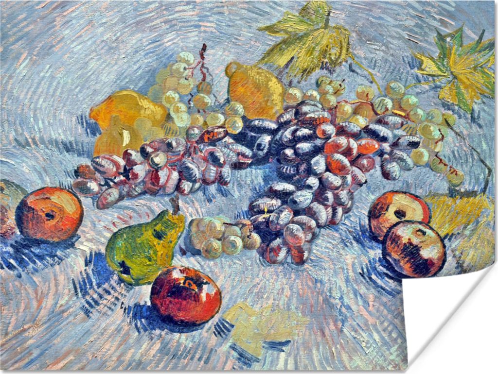 MuchoWow Poster Weintrauben, Zitronen, Birnen und Äpfel - Vincent van Gogh 120x90 cm - Wandbild