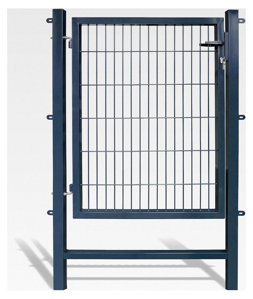 Gartentor Easy, BxH 100x120 cm, anthrazit - Tor für Doppelstabmattenzaun - komplett mit Pfosten, Montagematerial und Schloss
