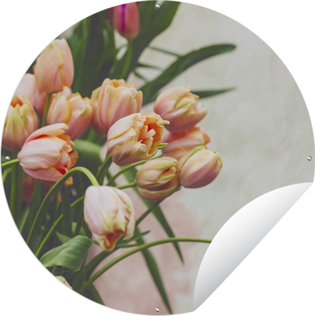 MuchoWow Gartenposter Outdoor-Poster Rund Wälder mit Tulpen Ø 150 cm Gartendeko Rundes Poster draußen