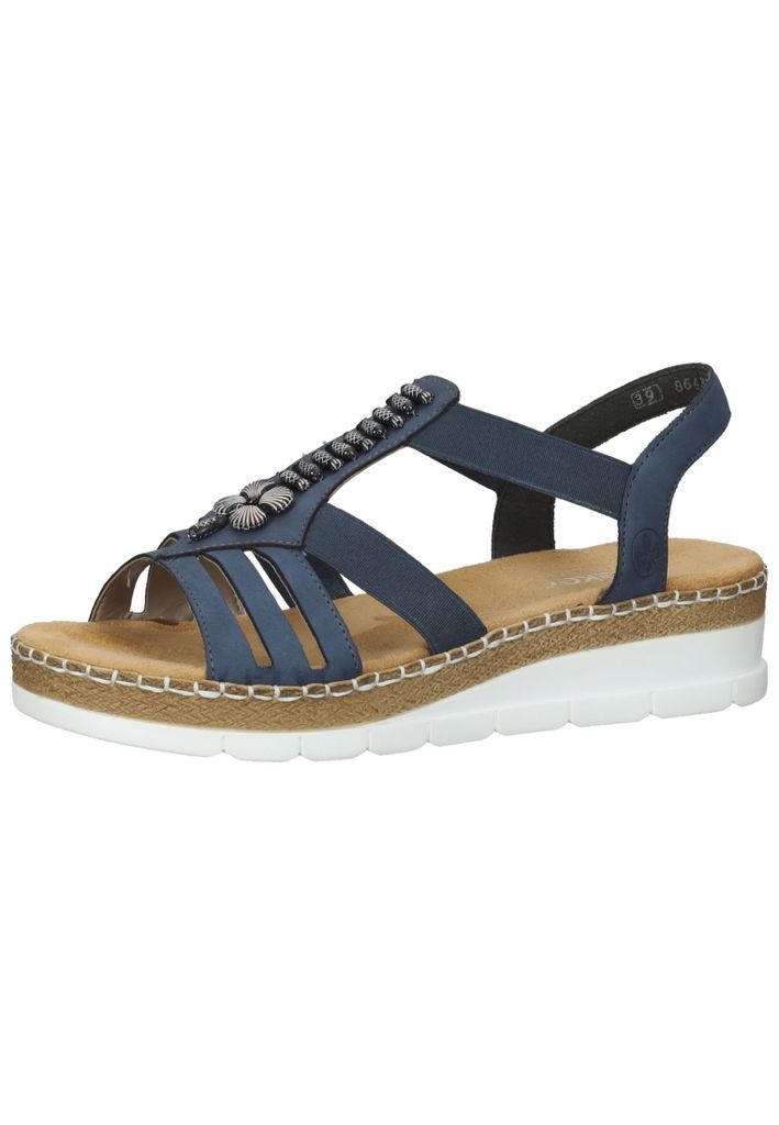 Rieker Keilsandaletten - Pazifikblau Kunstleder Größe: 42 Normal