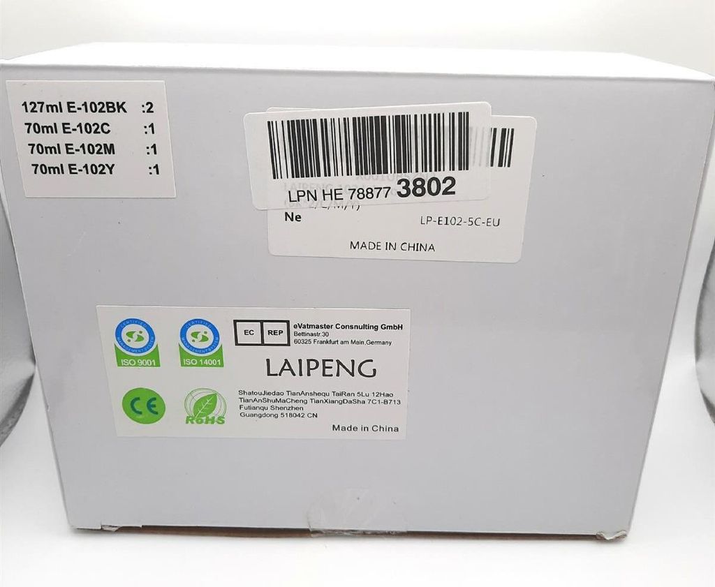 LAIPENG 102 Tinte Kompatibel mit Epson 102 für ET-2700 ET-2750 ET-2751 ET-2756 ET-2850 ET-2851 ET-2856 ET-3700 ET-3750 ET-3850 ET-4750 ET-4850 ET-...