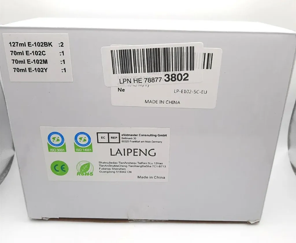 LAIPENG 102 Encre pour Epson EcoTank ET-2850 ET-2750 ET-4850 Pack de 5