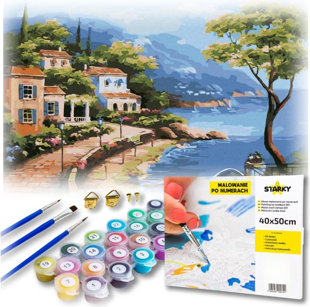 Malen nach Zahlen Bild mit Rahmen Farben Pinsel Küste Kreativset