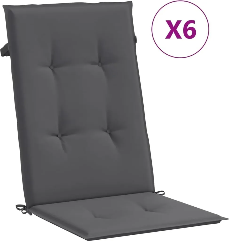 Cuscini Antracite vidaXL per Esterno 120x50 - Set 6 Pezzi Design Minimal