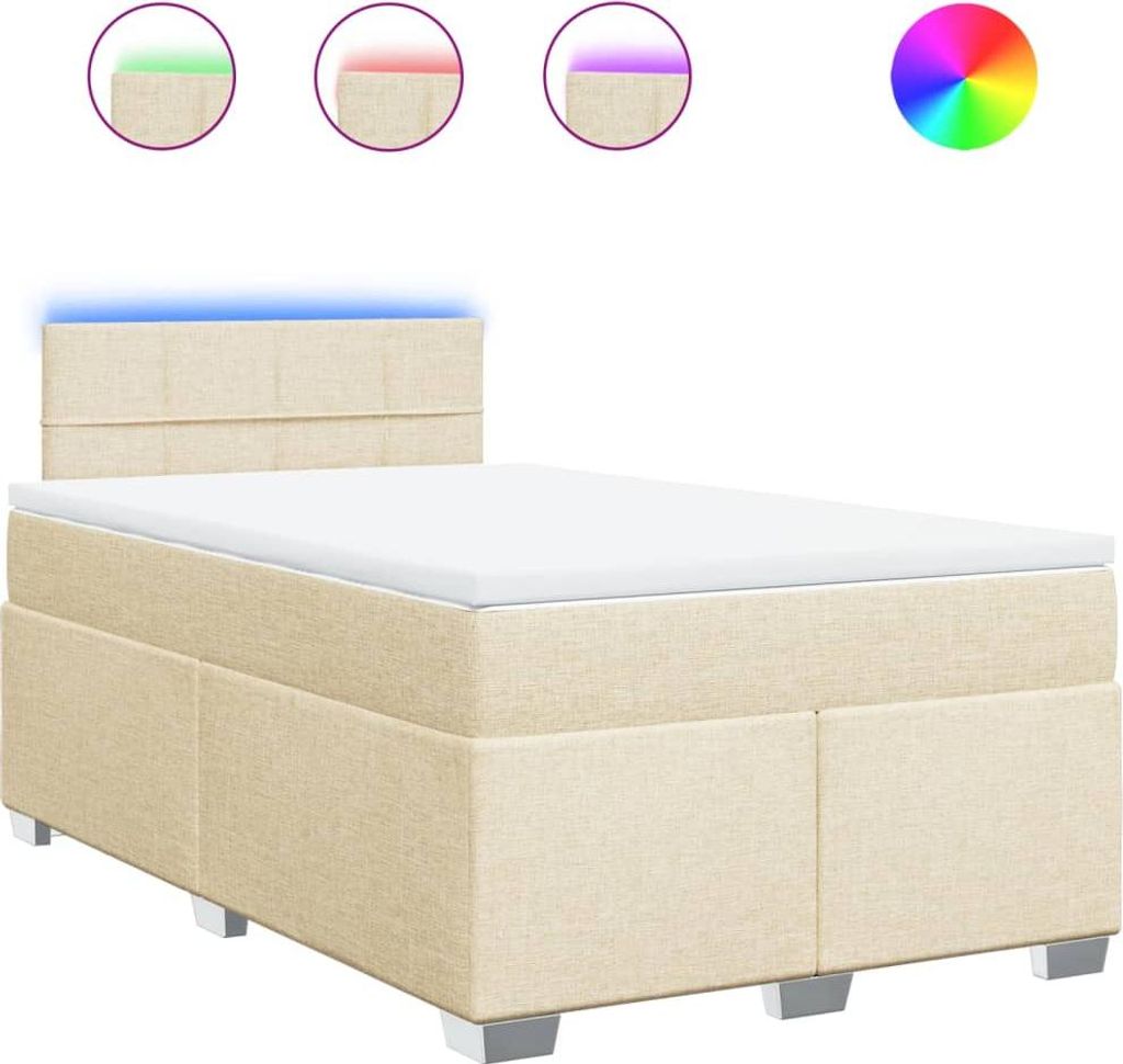 vidaXL Boxspringbett mit Matratze Creme 120x190 cm Stoff Produktbild 