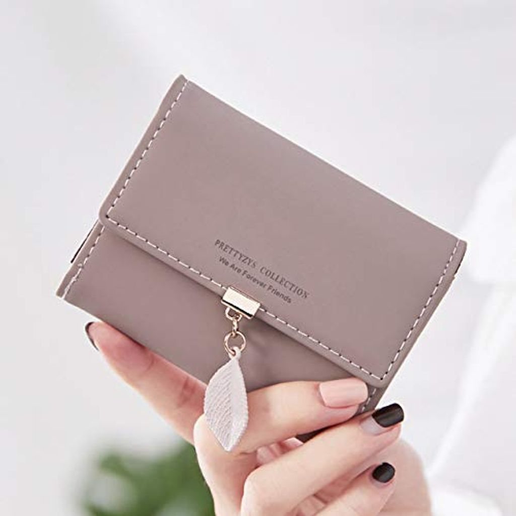 Damen kleine Brieftasche,Klein Portemonnaie mit Reißverschluss Geldbeutel PU Leder Brieftasche für Frauen Schwarz