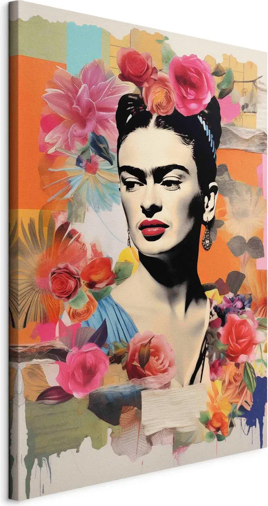Tableau mural XXL Frida Kahlo 80x120 cm - Portrait Abstrait h-H-10054-b-a