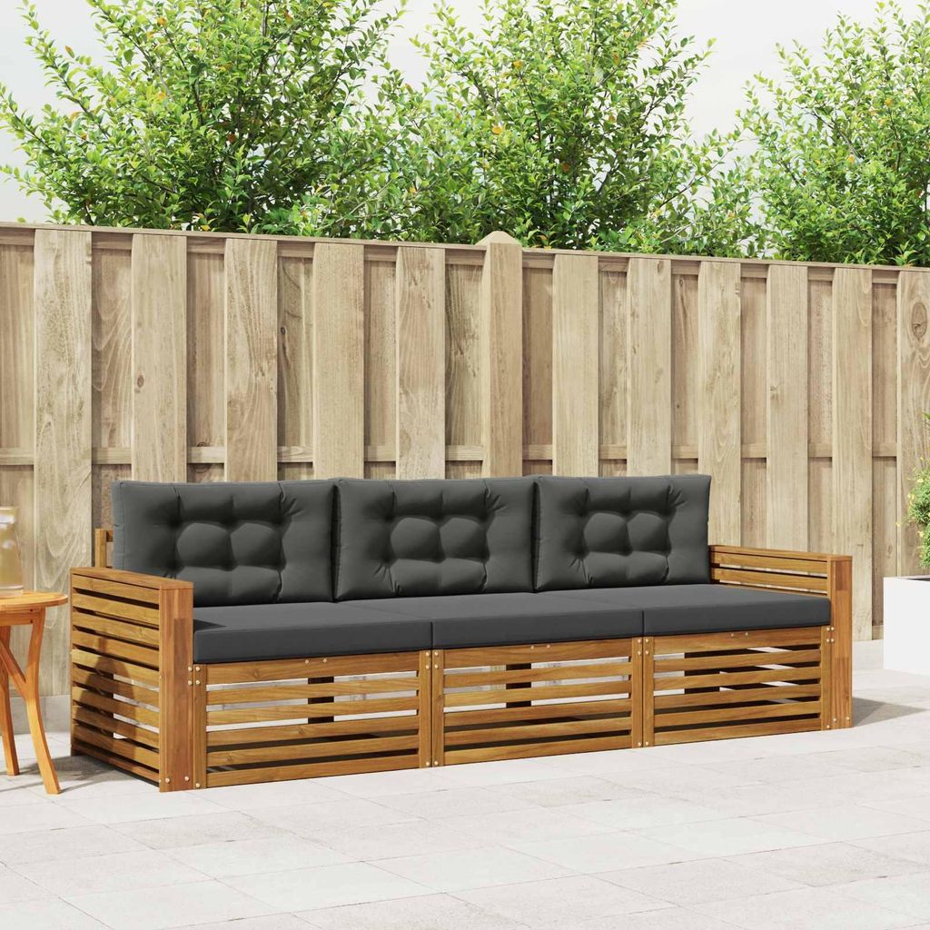"Neues Produkt" Outdoor-Sofagarnitur ANTI-UV - CLORIS - mit Kissen - 3 pcs - Natur und Anthrazit - Modern Gartensofas V1035