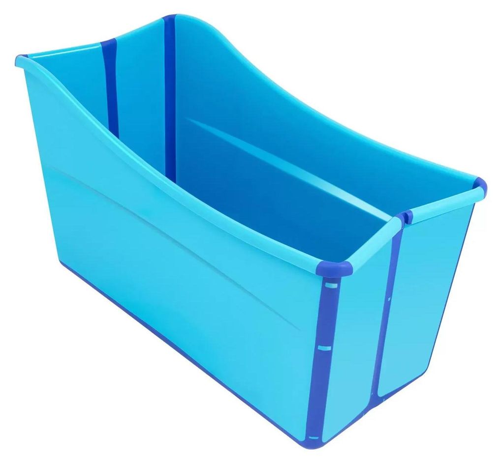 Faltbare Badewanne 100 cm - Tragbare Badewanne für Erwachsene und Kinder - Kunststoff - Einfache Montage - Heim-Spa - Blau