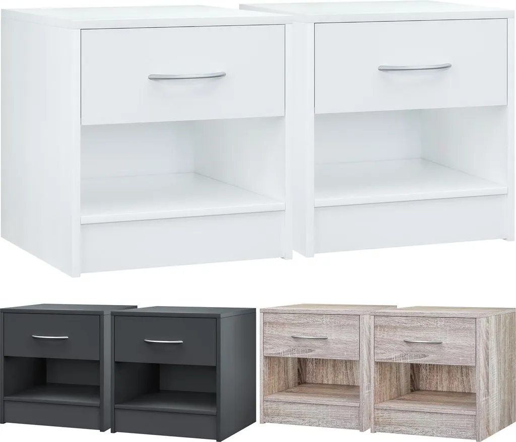 Tables de chevet blanches pour votre chambre, lot de 2 avec tiroir bois