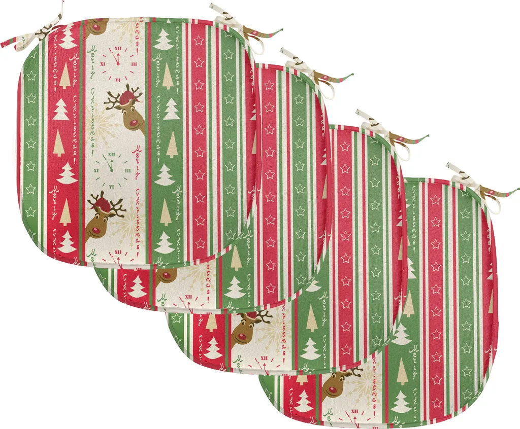 Cuscini Natalizi Sedie Cucina ABAKUHAUS Deer Pines Pack da 4 Impermeabili