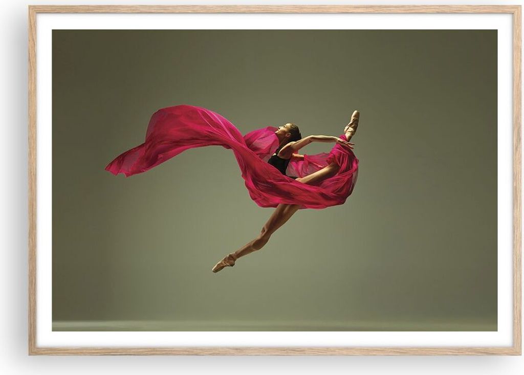 Gerahmtes Poster - Rahmen in heller Eiche - Tänzer Ballett Künstler - 100x70 cm - Wand Bild - Wanddeko - Wandbilder - Kunstposter - Wandposter - ...