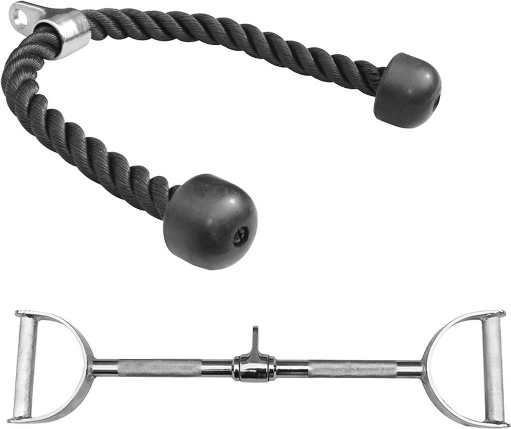 Sporttrend 24 - Seilzug Set Trizeps Seil + Latzugstange mit Hufgriff