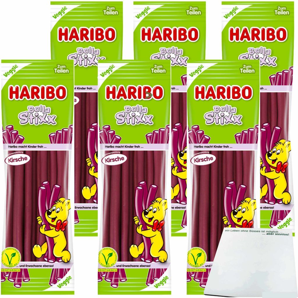 Haribo Balla Stixx Veggie Kirsche 6er Pack (6x200g Packung) Produktbild 
