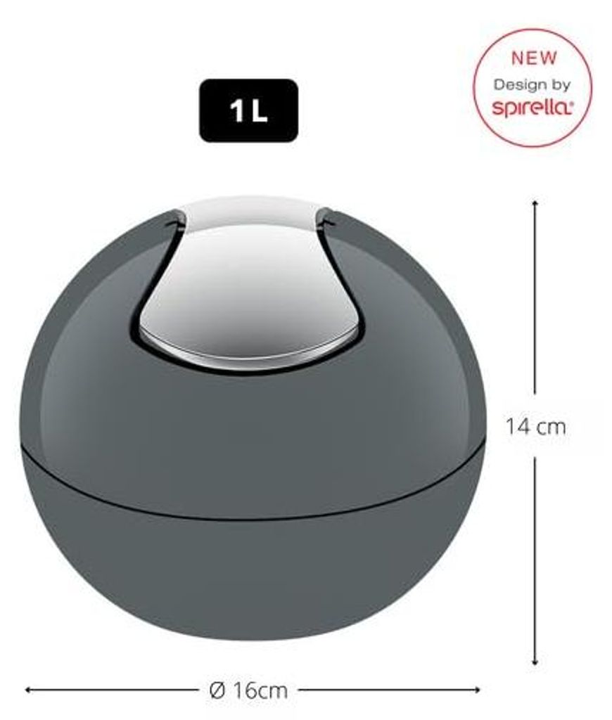 Spirella 10.19840 Seau à cosmétiques 1 litre Poubelle à Image du produit 