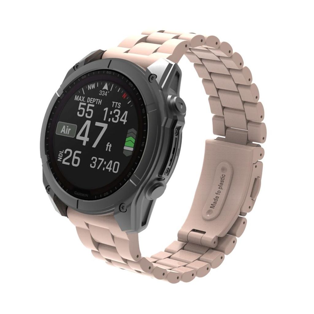 FFO2World TPU 3-Perlen-Armband Classic für Garmin Fenix 5X/6X/7X/8 (51 mm), Enduro 1–3, QuickFit 26 mm, Rosa