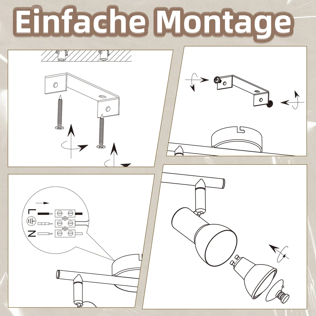 ZMH Faretto da soffitto 2 fiamme Lampada da soffitto corridoio Luce da soffitto Design moderno Faretto da interno bianco GU10 Spot da soffitto in metallo 350°Spot orientabili per camera da letto soggiorno cucina (senza lampadina) - 8