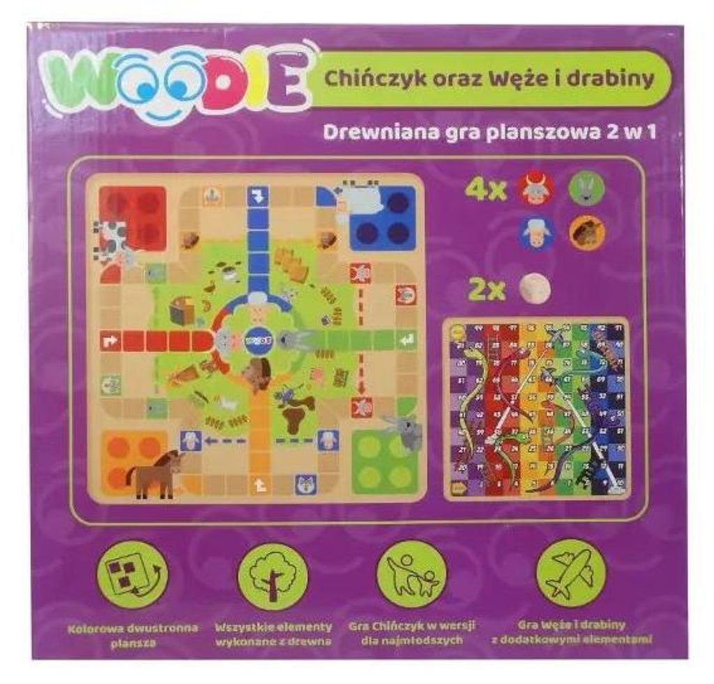 2-in-1-Holzspiel „Mäx“/„Schlangen und Leitern“ von Woodie – SWEDE
