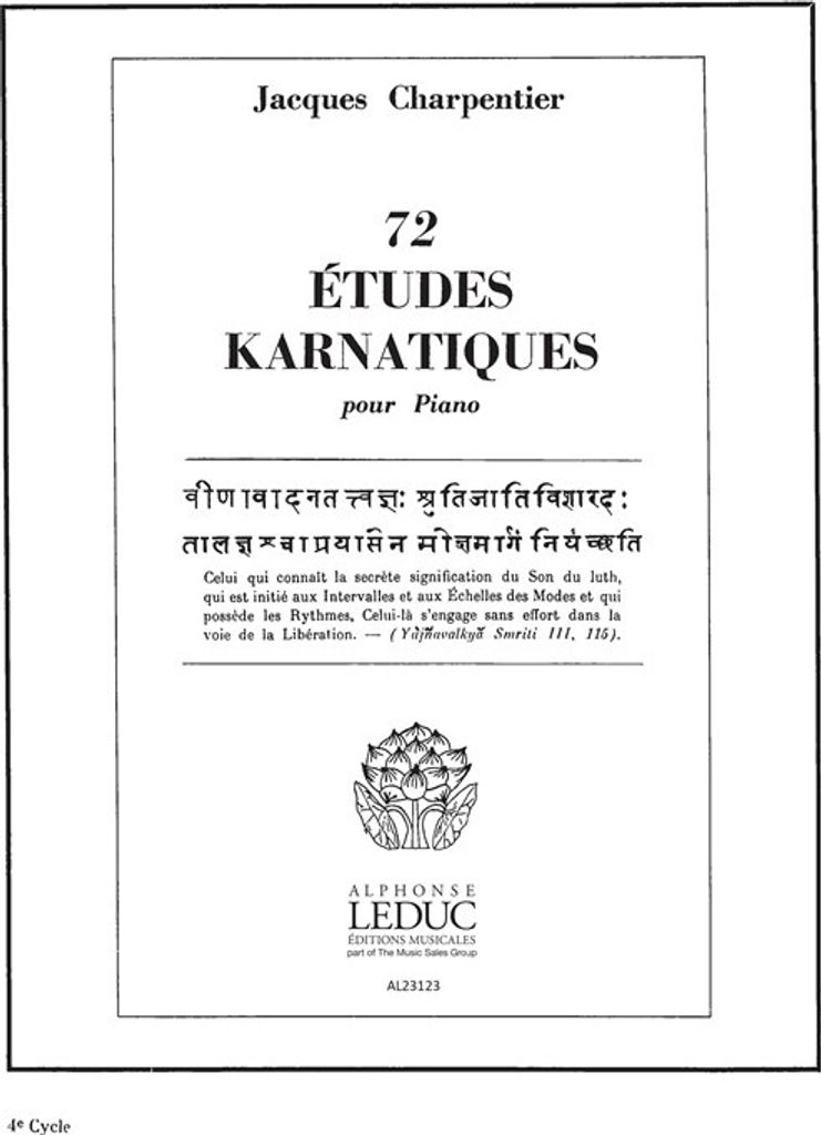 72 etudes karnatiques vol.4 (nos.19-24) pour piano