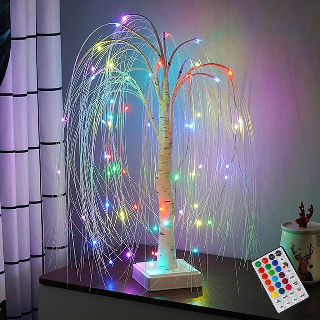 LED-Weidenbaum-Lichter, 60 cm, 16 Farben, RGB-beleuchtete Ast-Tischlampen, Nachtlicht mit Fernbedienung, für Zuhause, Schlafzimmer,Party-Dekorationen
