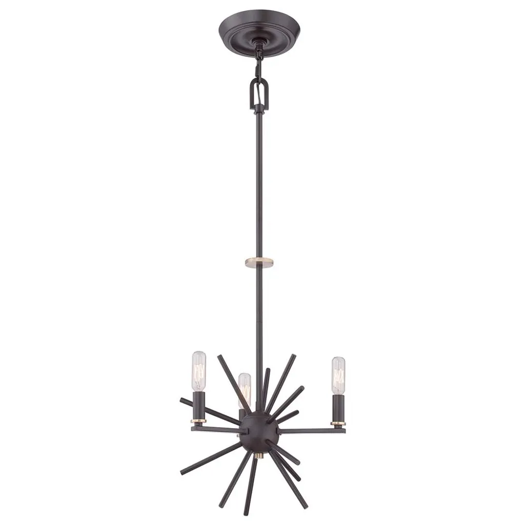 Lustre Carnegie bronze Quoizel pour hauts plafonds luminaire métal E14