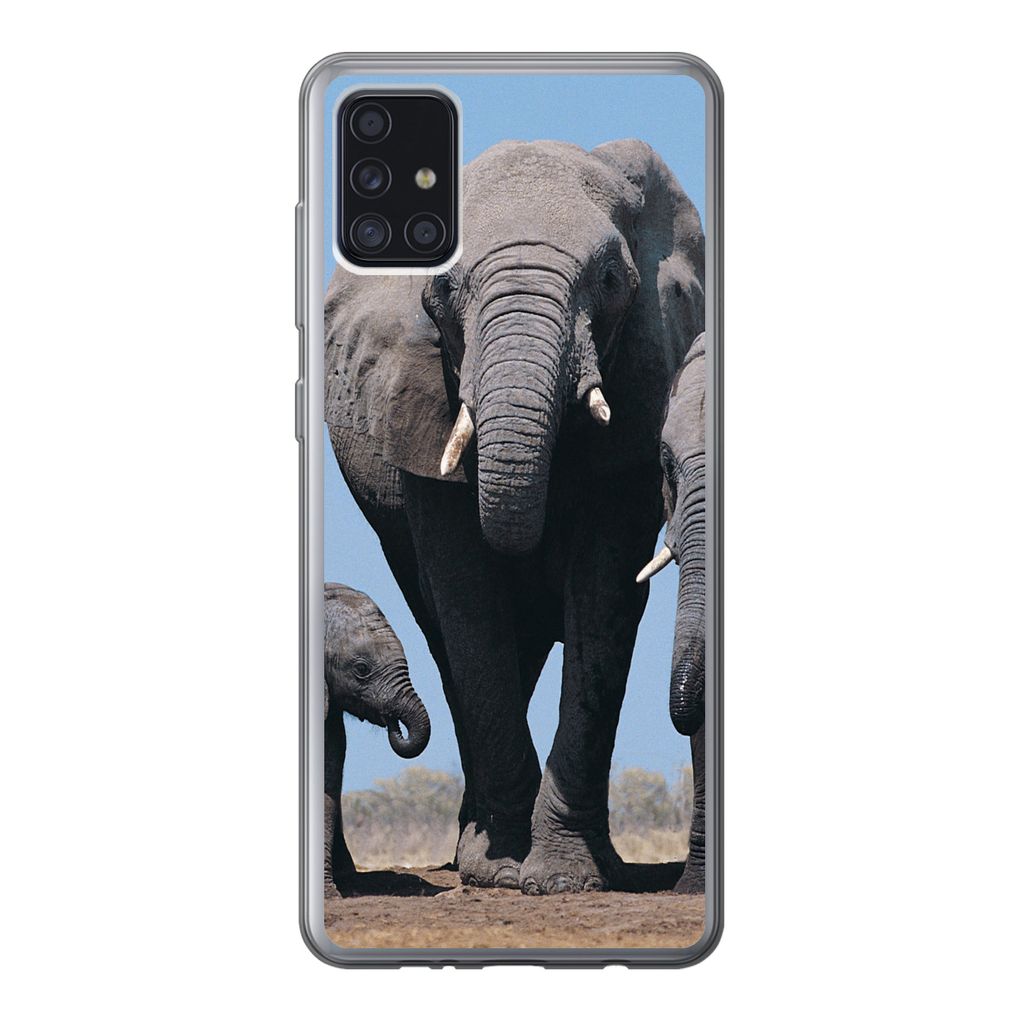 MuchoWow Handyhülle Schutzhülle Hülle für Samsung Galaxy A52 5G Elefant - Prärie - Tiere - Natur Silikon Softcase Handy Hülle - Umschlag